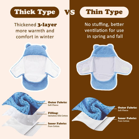 Baby Winter Fleece Swaddle Blanket 0-3 Months Boys Girls Warm Adjustable Newborn Swaddling Wrap Soft Plush Sleeping Sacks...