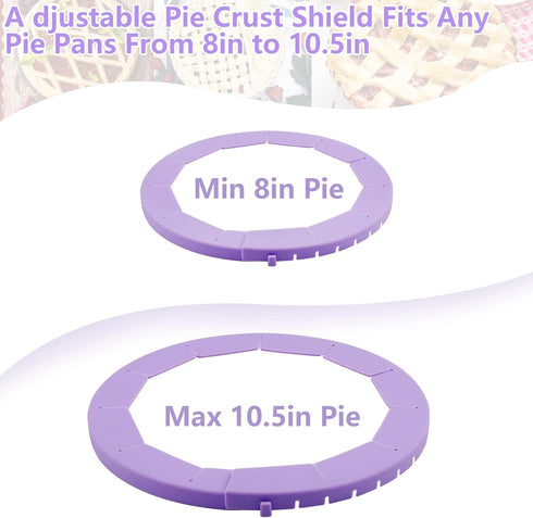 2 Pack Silicone Pie Shield Adjustable Bake Crust Protector, Pie Shield Cover Pie Ring for Crust Pie Saver, Pie Crust Kit for Baking Pie Pizza Fits...