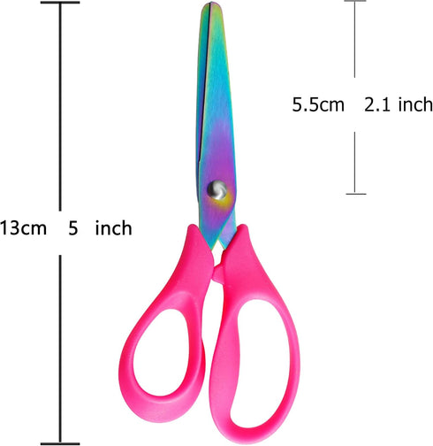 Left Handed Scissors Kids,Titanium Coating Stainless Steel Sharp Blade Lefty Kids Scissors With Comfort-Grip Handles Blunt Safety Left Handed Scis...