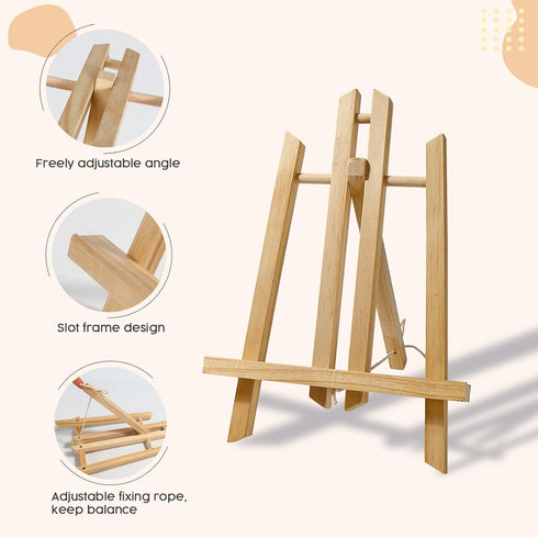 11 in Painting Easel Stand Wood Tabletop Easels for Canvases, Art, Crafts, Small Wooden Table Top Paint Tripod Station for Kids Adults, Portable D...