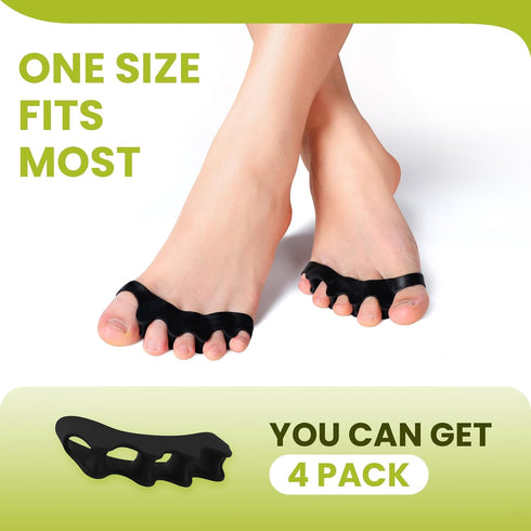 Toe Separators, 4 Pair Soft Gel Toe Spacers to Correct Bunions, Toe Stretcher for Therapeutic Relief from Plantar Fasciitis, Claw Toes,Hammer Toes...