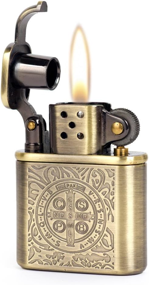 Bronzy Carved Constantine Antique Style Lift Arm Petrol Kerosene Lighter...