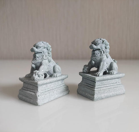 Asian Fu Foo Dogs Statues Mini A Pair of Guardian Lion Figurine Sandstone Pets Fish Tank Aquarium Landscape Ornaments Accessories Feng Shui Decora...