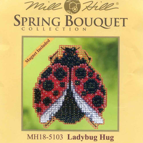 Ladybug Hug Beaded Counted Cross Stitch Kit Mill Hill 2015 Spring Bouquet MH185103...