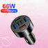 66W Multi-Port USB C Car Charger, PD&QC3.0 Super Fast Charger Cigarette Lighter Plug Adapter for iPhone/Android/Samsung/iPad Pro and More......