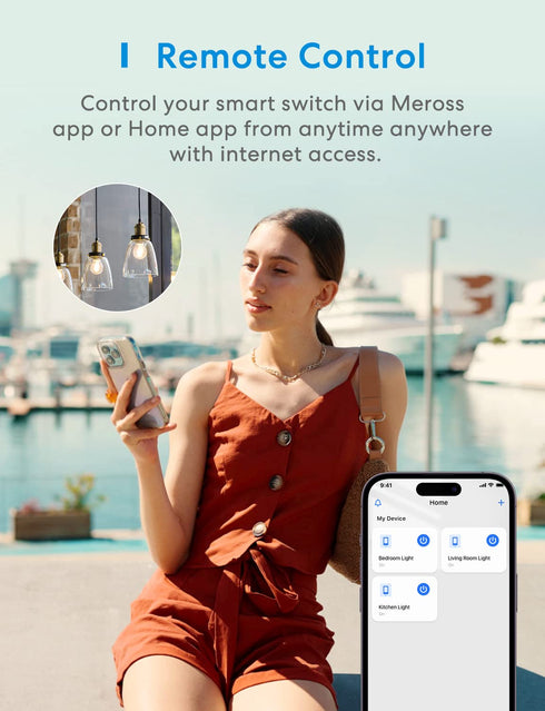 meross 3 Way Smart Switch, Smart Light Switch Supports Apple HomeKit, Siri, Alexa, Google Assistant & SmartThings, 2.4GHz WiFi Light Switch Neutra...