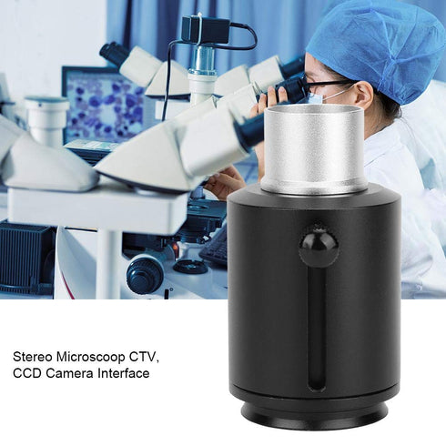 Microscope Lens Adapter, Stereo Microscope Mount Lens Camera Adapter Made of Aluminum Alloy for Stereoscopic Microscope, 25mm or 23.2mm Camera Int...