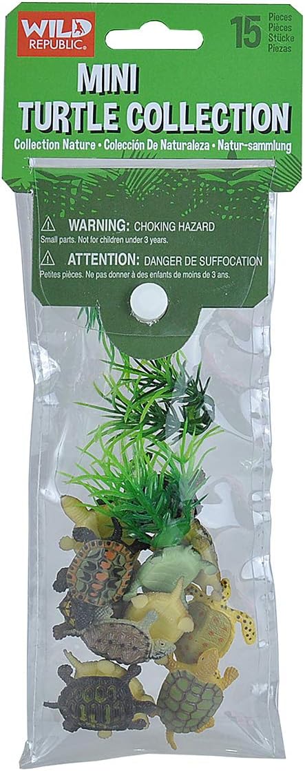 Wild Republic Mini Turtle Polybag, Kids Gifts, Educational Toys, Reusable Bag, 15Piece...