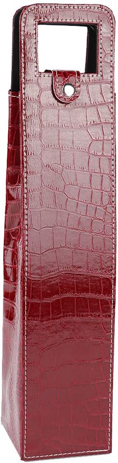 Wine Tote Bag 1 bottle PU Resuable Leather Single Wine Tote Holder Insulated Wine Tote Bag Champagne Beer Gift Bags Carrier(red)...