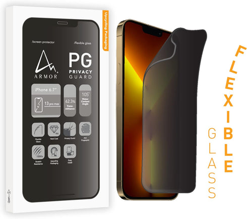 ARMOR Flexible Glass Screen Protector for iPhone 13 Pro Max, Privacy Guard with 9H...