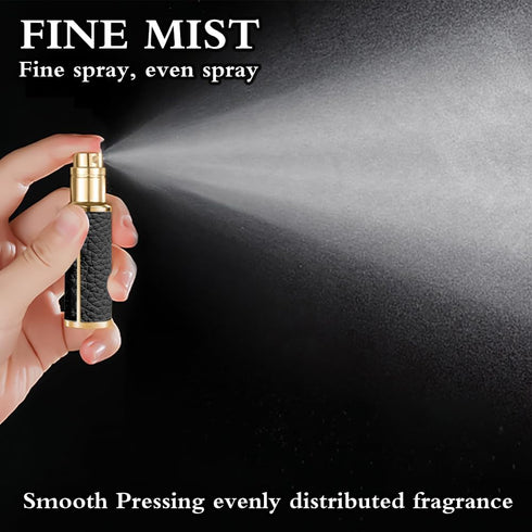 5ml Mini Portable Refillable Perfume Spray Bottle,with Bottom Filling Design, Genuine Leather Shell, Nanoscale Sprinkler, Great Companion for Trav...