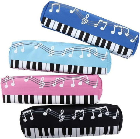 Black violin Oxford Cloth Pencil Case,Square Single Layer Music Notes Piano Keyboard Pencil Case Large Capacity Pen Bags Stationery Office Supplie...