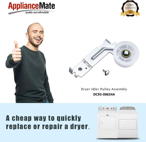 DC93-00634A Fit For Sam-sung Dryer Idler Pulley Assembly (Upgraded Silent Dual Ball Bearing?- EXACT Replaces DC96-00882C PS4133825 AP4373659