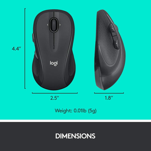 Logitech M510 Wireless Mouse, Mouse for Laptop and PC with USB Unifying Receiver, Programmable Buttons - Graphite...