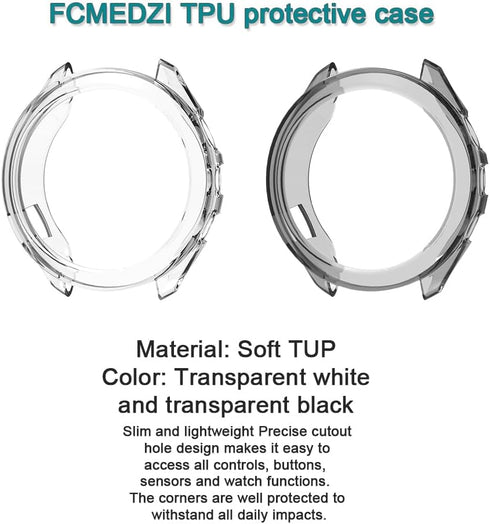 Smartwatch Screen Protector Compatible for Garmin Approach S70 47mm Case TPU Soft Frame Cover and Tempered Glass Protective Film (Pack of 3+2) (Ap...