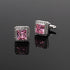 Rose Pink Crystal Cufflinks Silver tone Crystal Gem stone Cuff links YW20P...