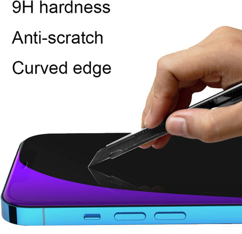 2 PCS Privacy Anti-blue Tempered Glass suit for iPhone 14 Plus/iPhone 13 Pro Max, Anti-Spy Anti-peeping Screen Protector Film Designed for Apple i...