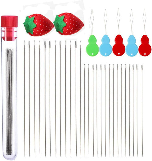40 PCS Beading Needles, Seed Beads Needles Extra Fine Thin Beading Embroidery Needles Long Straight Beading Thread Needles for Bracelets Jewelry M...