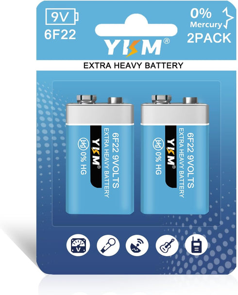 9V Batteries for Smoke Detector Smoke Alarm Carbon Zinc 9 Volt Battery 2 Pack...