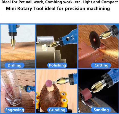 Mini Cordless Rotary, mini drill,3-Speed 3.7V rechargeable Kit with 41 Accessories, 16000rpm Multi-Purpose Power Tool for Sanding, Polishing, Grin...