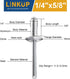 Linkup 50pcs pack 1/4" x 5/8" Large flange Pop blind Rivets,Large Head aluminum rivets,6.4mm x 16mm pop rivets,Aluminum Body Steel Mandrel Rivets ...
