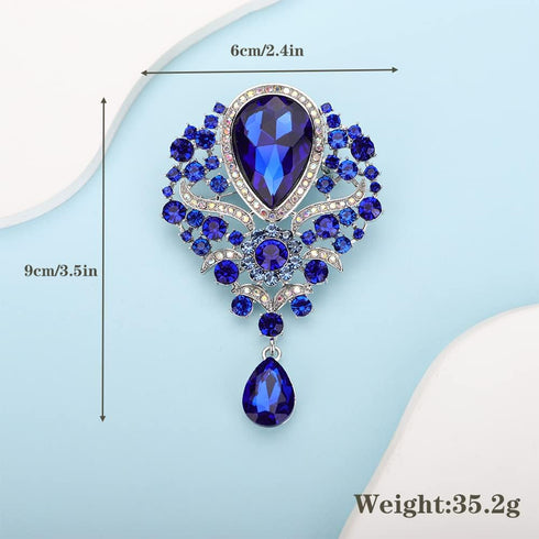 Kercisbeauty Wedding Bridal Black Teardrop Crystal Brooch Pin for Women Girls Special Occasion Accessories...