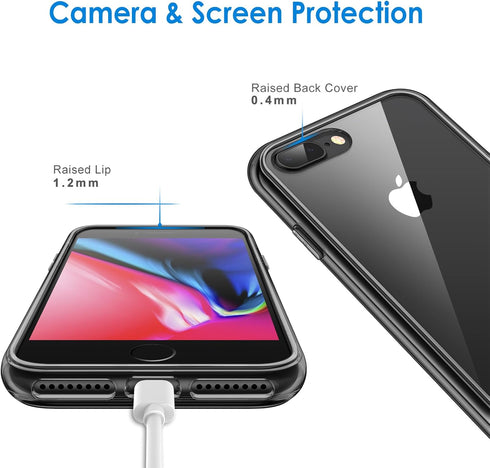 JETech Case for iPhone 8 Plus and iPhone 7 Plus 5.5-Inch, Non-Yellowing Shockproof Phone Bumper Cover, Anti-Scratch Clear Back (Black)...