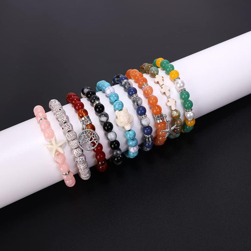 Enjoymade Bead Jewelry Making Kit DIY Imitation Gemstone Crystal Beads, Round Shape, Comprehensive Beading Kit Perfect for Statement Bracelet Maki...