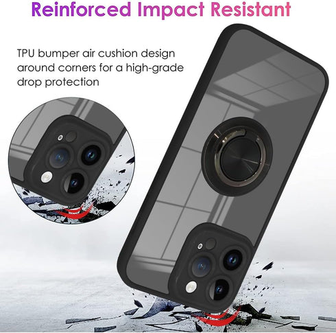 ZIYE for iPhone 14 Pro Max Phone Case with Ring with Full Camera Cover Protection for Women Girls Clear Case with 360 Degree Rotation Kickstand St...