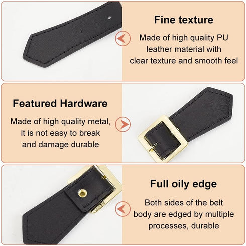 FINGERINSPIRE 4 Sets Leather Sew-On Toggles Closures Black Imitation Leather Toggle Buckle Vintage Leather Toggle Buttons Metal Leather Clasp Fast...