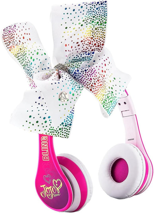JoJo Siwa Kids Bluetooth Headphones for Wireless Rechargeable Foldable Bluetooth Headphones with Microphone Kid Friendly Sound and Bonus Detachabl...