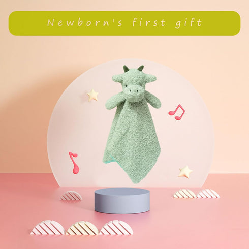 Baby Green Dragon Soft Stuffed Animal Security Blanket, Plush Dinosaur Character Lovey Blanket, Baby Shower/Nursery Gift, Cuddly Newborn, Infant, ...