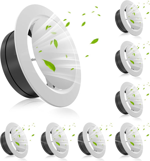 4 Inch Round Vent Cover, 8 PCS ABS Adjustable Soffit Vents, White Ceiling Vent Covers for Living Room, Closet, Kitchen, Bathroom, Office Ventilati...