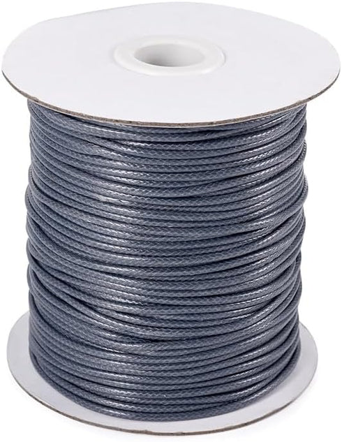100 Yards/roll 2mm Korean Waxed Polyester Cord Slate Grey Beading String Braided Bracelet Cord with Spool for Jewelry Making Macrame Supplies...