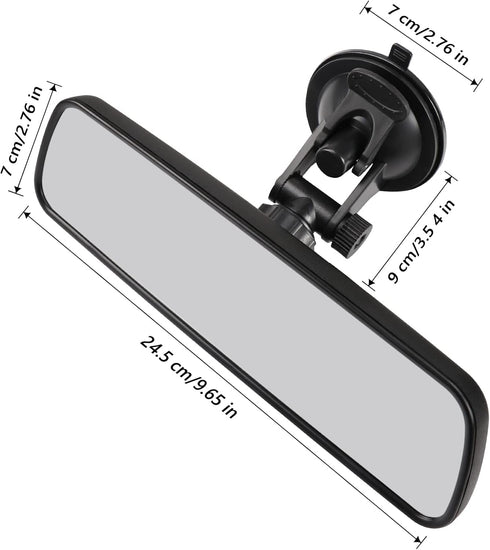 Rear View Mirror?Anti-Glare HD White Mirror Universal Car Interior Rearview Mirror with Adjustable Suction Cup, Car Mirror for RV Marine Auto Boat...