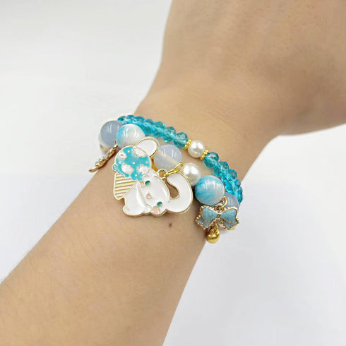 Kawaii Bracelets Crystal Beads Bracelet Set Cute Cartoon Elastic Beaded Pearl Bracelets Jewelry for Women Bff Friendship Gift...