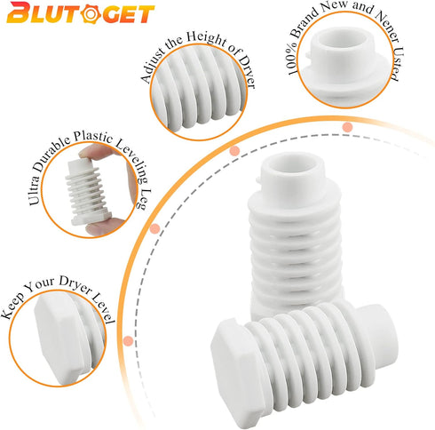 49621 PS1609293 Dryer Leveling Leg feet by Blutoget - Replaces W10823505 AP4295805 PS1609293 EAP1609293 (Pack of 4) - Compatible for Whirlpool Dryer Legs Gew9200lw1 Aed4475tq0 Gew9250pw1 Ced126sxq1