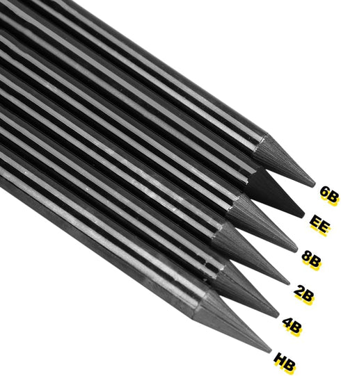 6Pcs Black Charcoal Pencils Woodless Graphite Pencils HB 2B 4B 6B 8B EE Charcoal Pencils Drawing Set for Sketching Shading Blending Black Drawing ...