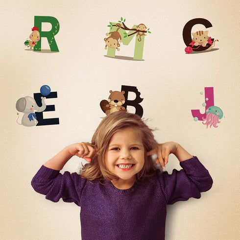 DEKOSH Animal Alphabet Kids Wall Decals - Peel & Stick Educational Baby Stickers for Playroom, Classroom Decoration...