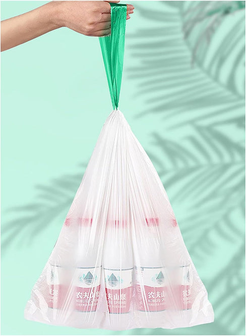 4 Gallon Small Trash Bags 45Count Bathroom, Thickened Drawstring Faint Scented White Mini Garbage Bags for Home, Office, Kitchen (Green Drawstring...