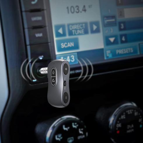 Aux Bluetooth Adpater for Car, Bluetooth 5.3 Transmitter Receiver Noise Cancelling, Portable 3.5mm Aux Bluetooth Adapter Hands-Free Call, Low Late...