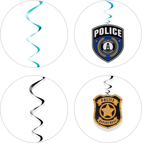 Sumind 25 Pcs Police Party Decorations Birthday Party Hanging Swirls Police Academy Graduation Gifts Hanging Decor Spirals Swirls...