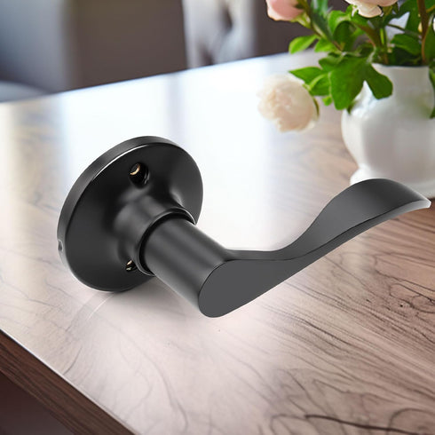 GOBEKOR 1 Pack Right-Handed Door Levers Black Dummy Lever Door Handle Closet Door Handles for Pantry Non-Turning Lock for Hall Closets...
