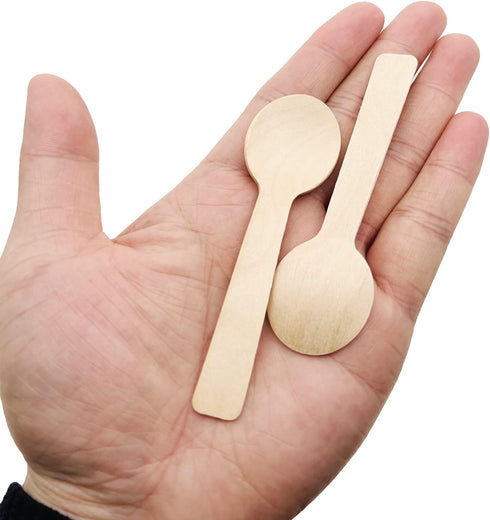 200pcs Mini Wooden Spoons,4inch Disposable Wooden Ice Cream Dessert Spoons,Biodegradable Compostable Birchwood...