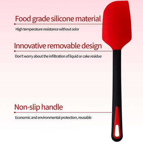 Silicone Spatula - Heat Resistant Rubber Spatulas for Cooking & Baking - Set of 4 - Red & Black...