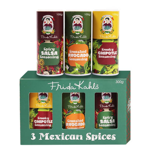 Frida Kahlo | Smokehouse Meets Mexican Spices & Seasoning - 300g Mexican Spices Gift Set - Avocado seasoning, smokey chipotle & Spice Salsa season...