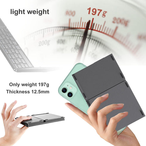 ROCK&ROWN Foldable Bluetooth Keyboard, Pocket Size Portable Wireless Keyboard with Touchpad for Mac OS,Android, Windows, Linux, PC, Tablet, with R...