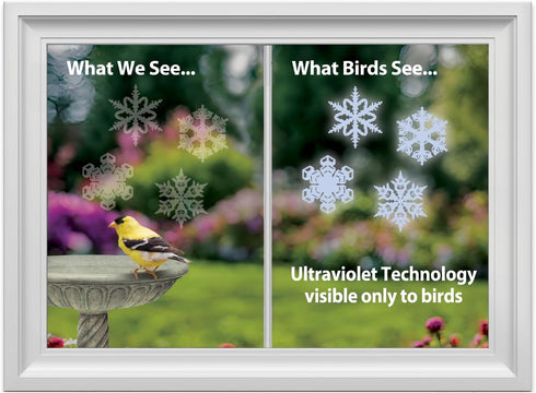 WindowAlert Snowflake Anti-Collision Decal - UV-Reflective Window Decal to Protect Wild Birds from Glass Collisions - Made in The USA...