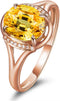 XINQI 18K Yellow Gold Yellow Citrine and CZ Women's Engagement Ring (2 Ct Oval Gemstone Birthstone, Available 6,7,8,9,10) (8)...