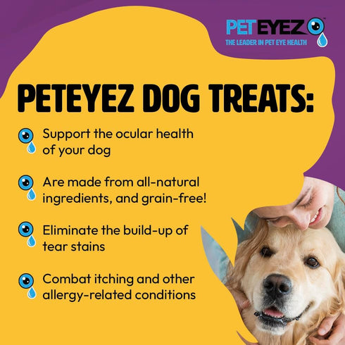 Pet Eyez Tear Stain Remover Vitamin Treats for Dogs - Support Eye Health & Reduce Itching & Tear Stain Buildup - 100% Natural Dog Treats w/Superfo...